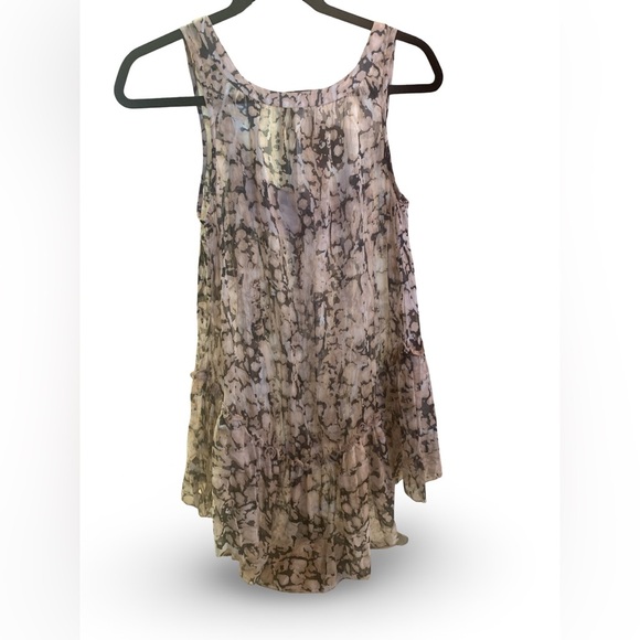 Anthropologie Willow & Clay sheer Beige beaded Patterned Sleeveless tunic Blouse - Picture 4 of 10